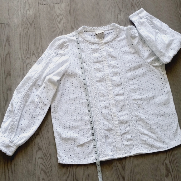 Sezane Marinette Shirt Eyelet Lace Organic Cotton 42 - Picture 14 of 15